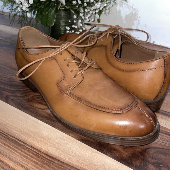 G.H. Bass & Co. Leather Oxford Dress Shoes Size 11.5M Tan Cognac Brown Cap Toe main image 6